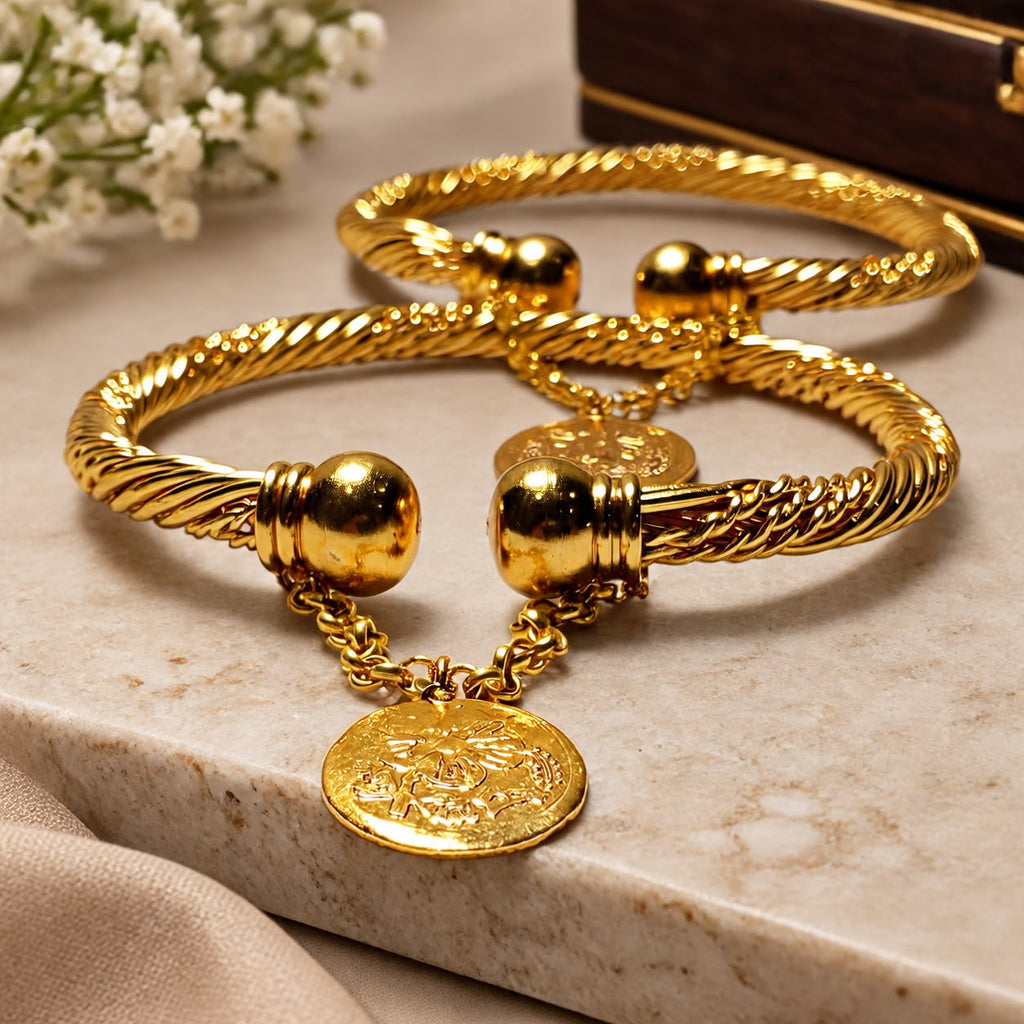 Gold Twisted Coin Pair