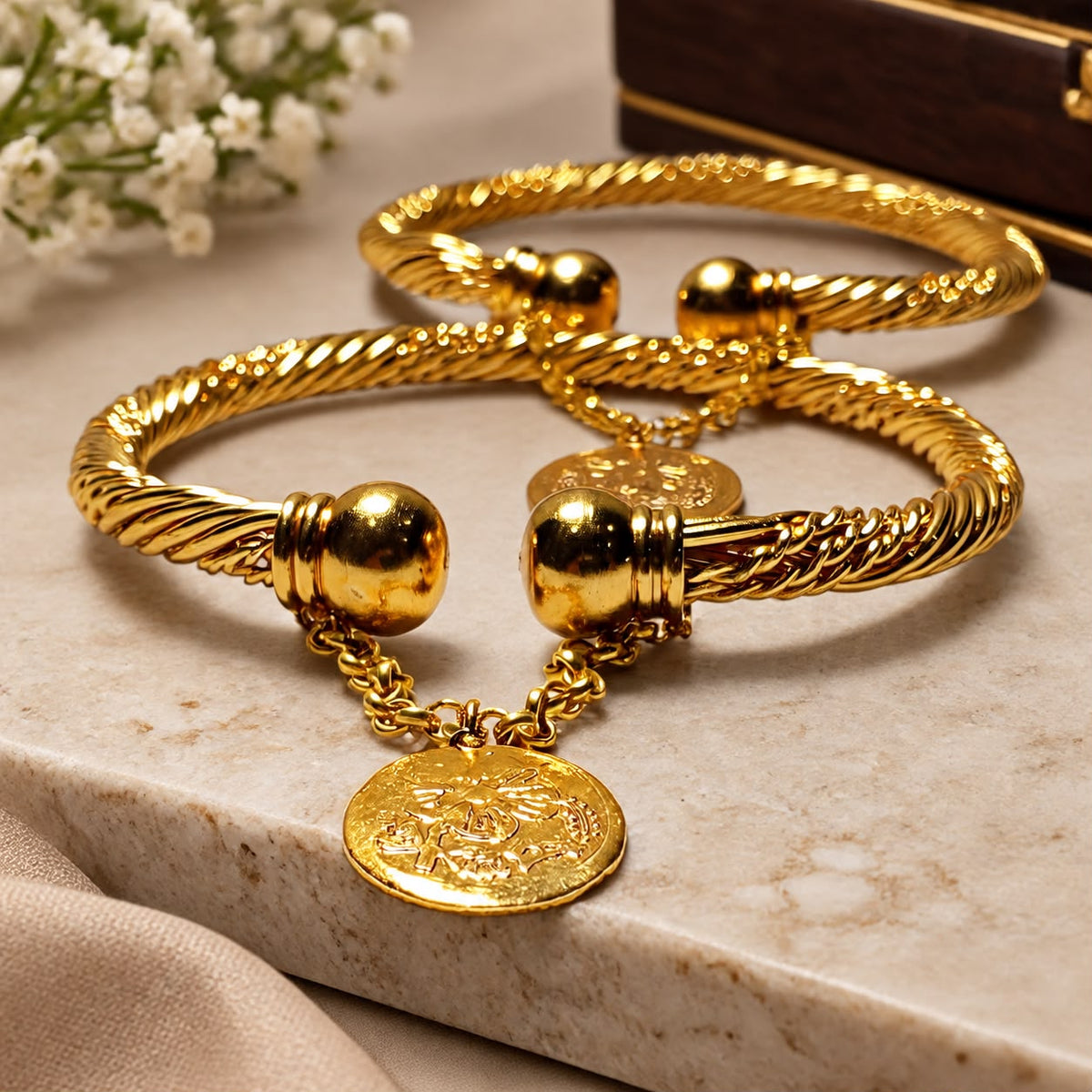 Gold Twisted Coin Pair