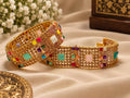 Multicolour Stone Gold Openable Kara Pair