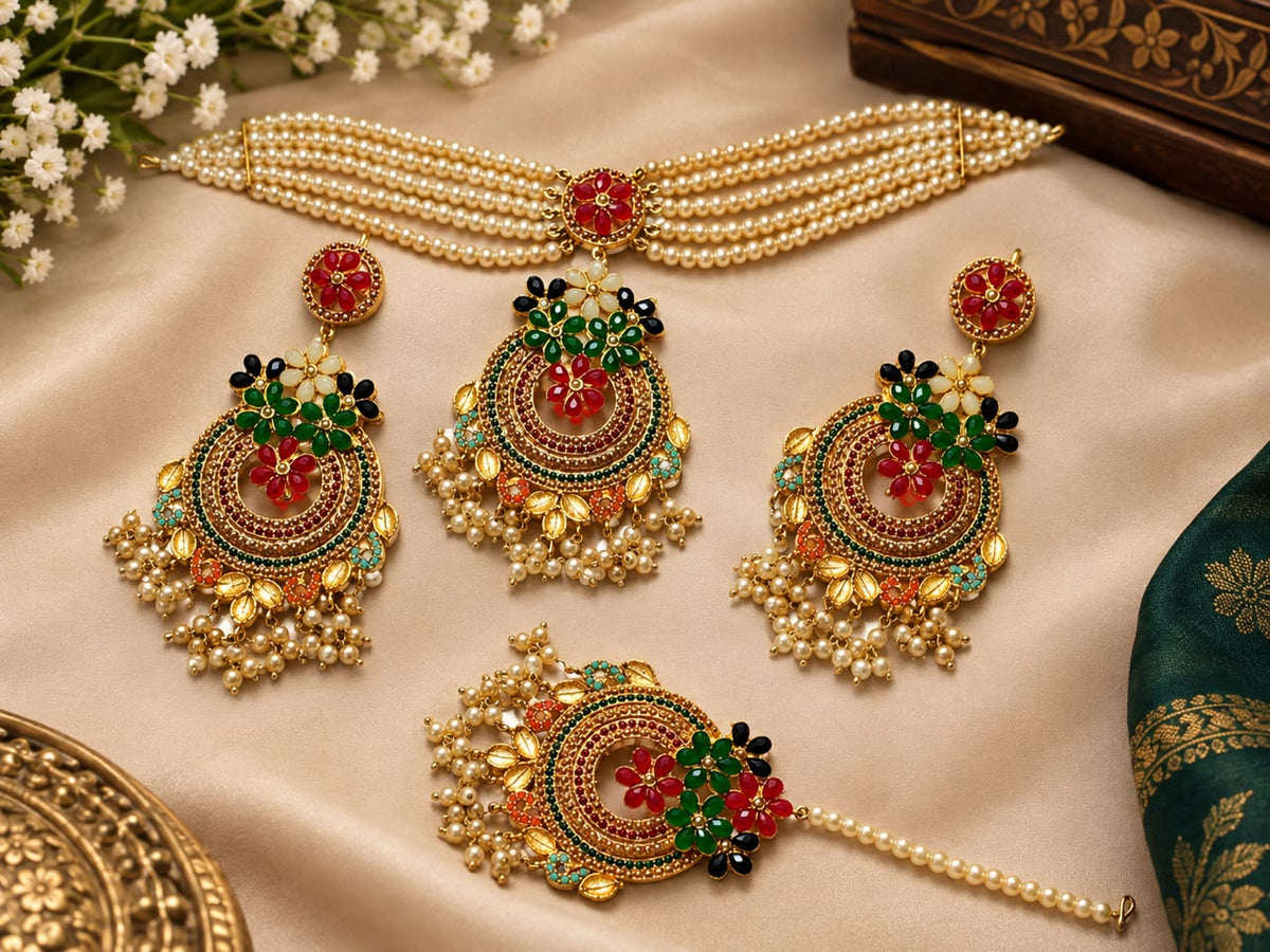 Pearl Floral Jewlery Set
